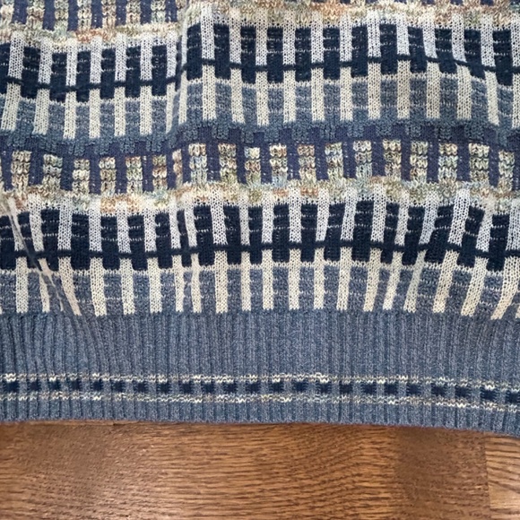 Segreto Grandpa Sweater Lightweight Long Sleeve M Blue Geometric Knit - Picture 2 of 5